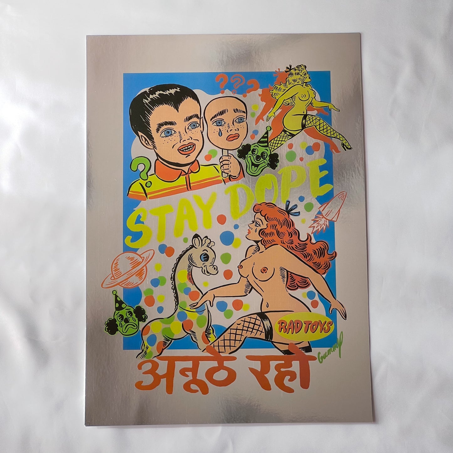 STAY DOPE silver poster