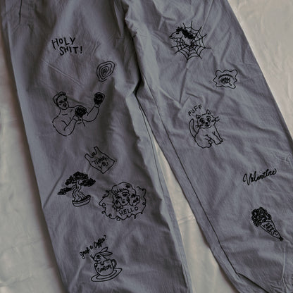【Pre-Order】Custom Embroidered Nylon pants