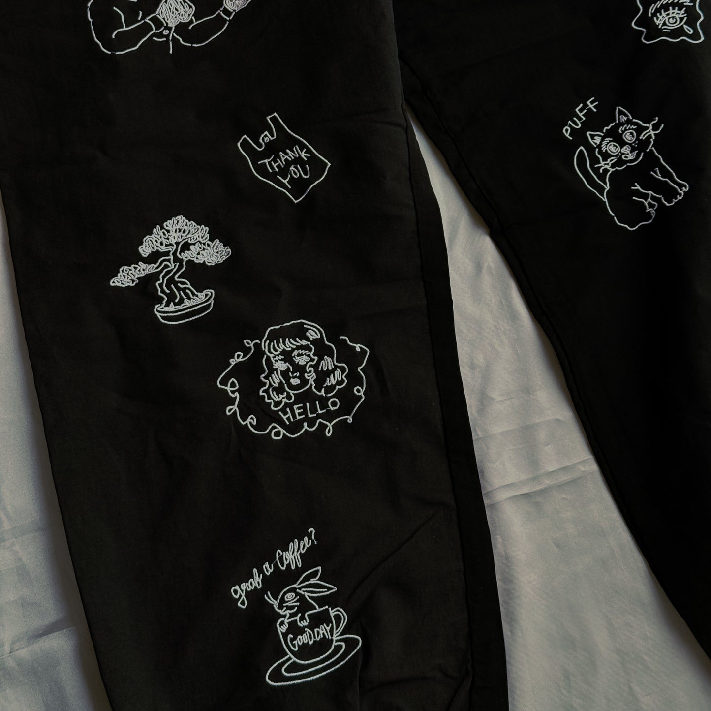 【Pre-Order】Custom Embroidered Nylon pants