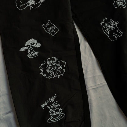 【Pre-Order】Custom Embroidered Nylon pants